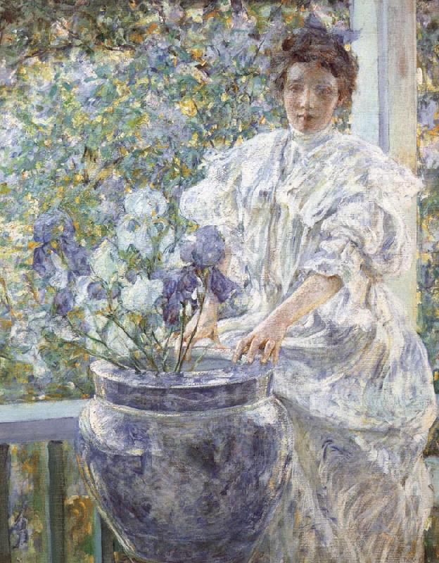 Robert Reid Woman with a Vase of Irises France oil painting art